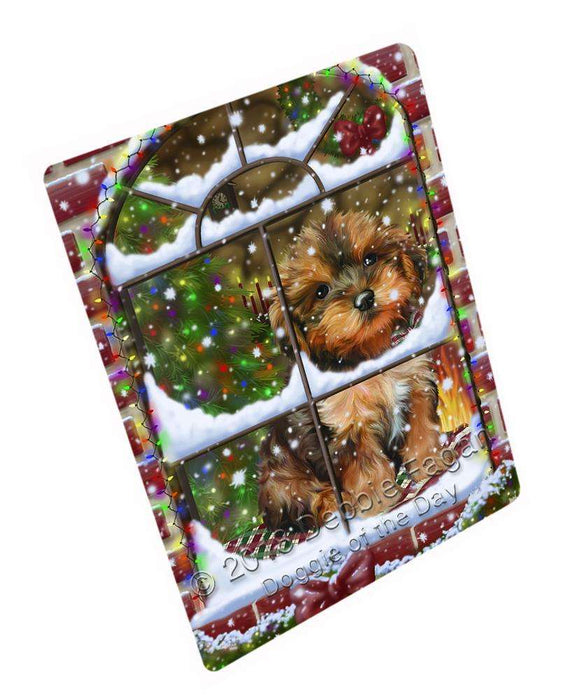 Please Come Home For Christmas Yorkipoo Dog Sitting In Window Blanket BLNKT100245