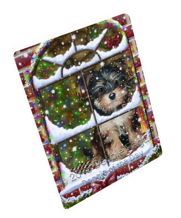 Please Come Home For Christmas Yorkipoo Dog Sitting In Window Blanket BLNKT100254