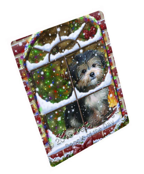 Please Come Home For Christmas Yorkipoo Dog Sitting In Window Blanket BLNKT100263