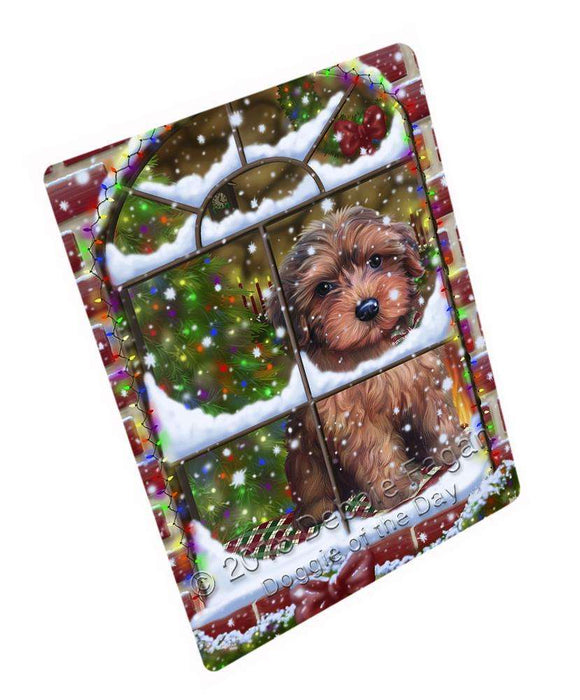 Please Come Home For Christmas Yorkipoo Dog Sitting In Window Blanket BLNKT100272