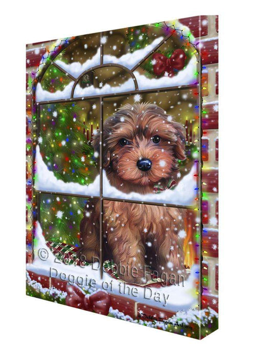 Please Come Home For Christmas Yorkipoo Dog Sitting In Window Canvas Print Wall Art Décor CVS100781