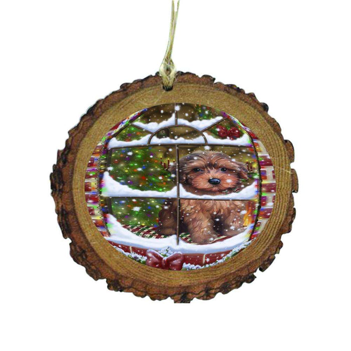 Please Come Home For Christmas Yorkipoo Dog Sitting In Window Wooden Christmas Ornament WOR49228