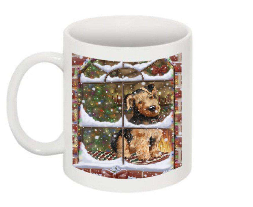 Please Come Home Happy Holidays Airedale Dog Christmas Mug CMG0475