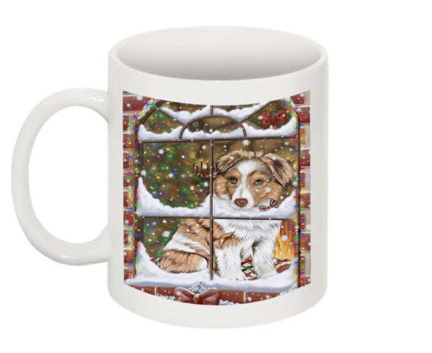 Please Come Home Happy Holidays Australian Shepherd Dog Christmas Mug CMG0478