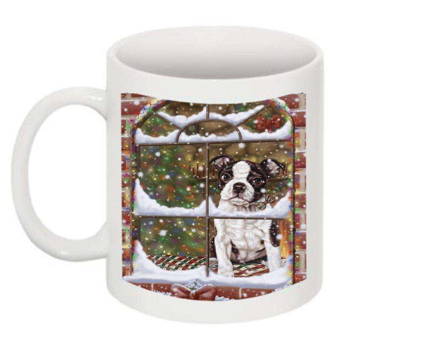 Please Come Home Happy Holidays Boston Terrier Dog Christmas Mug CMG0487