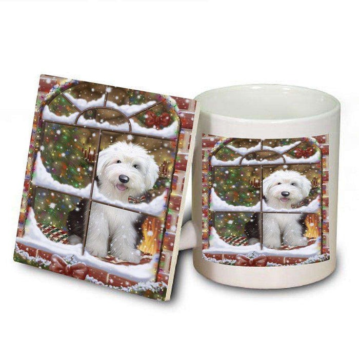 Please Come Home Happy Holidays Old English Sheepdog Christmas Mug and Coaster Set MUC0027