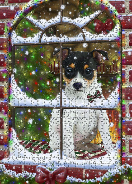 Please Come Home Happy Holidays Rat Terrier Dog Christmas Puzzle with Photo Tin PUZL912