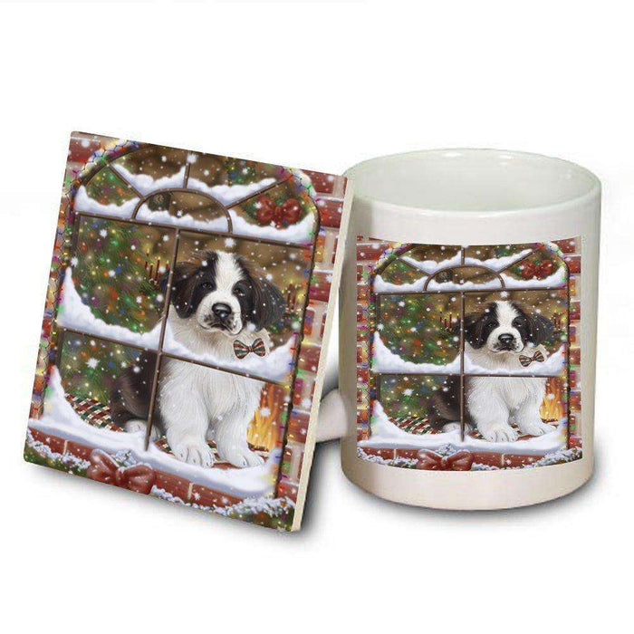 Please Come Home Happy Holidays Saint Bernard Dog Christmas Mug and Coaster Set MUC0028