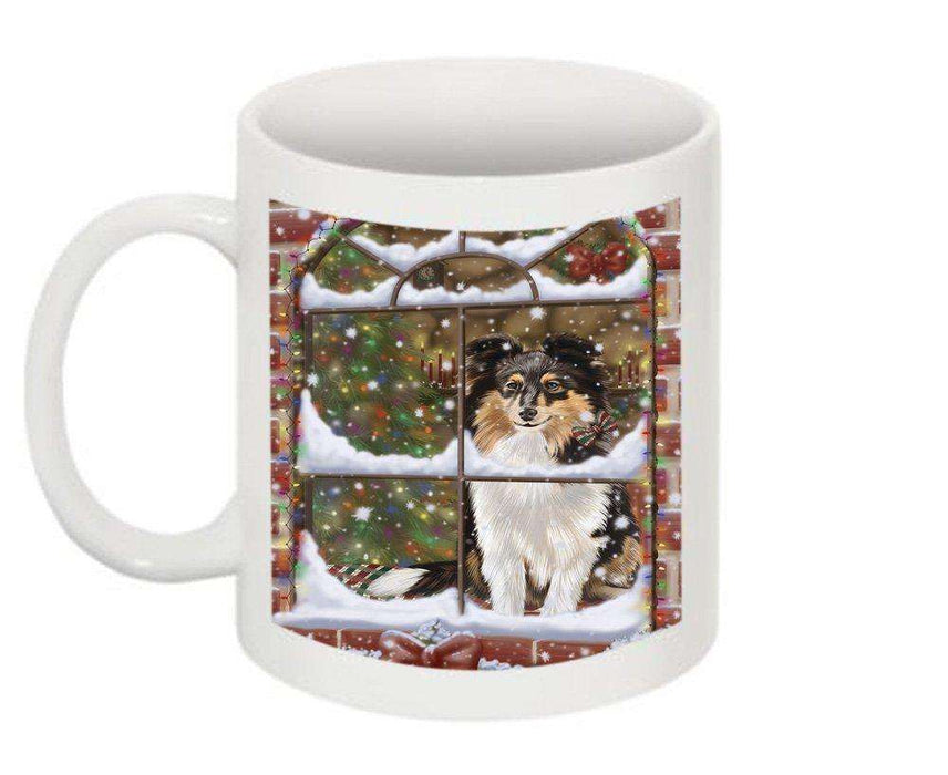 Please Come Home Happy Holidays Shetland Sheepdog Christmas Mug CMG0503