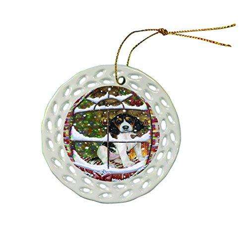 Please Come Home Happy Holidays Treeing Walker Coonhound Dog Christmas Round Porcelain Ornament POR635