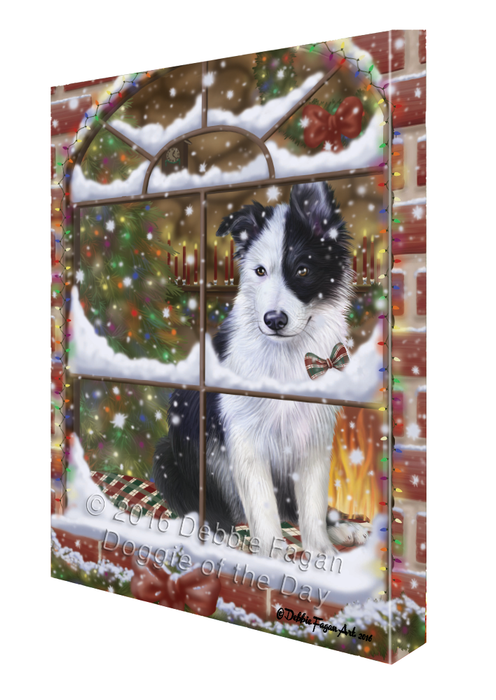Please Come Home For Christmas Border Collie Dog Sitting In Window Canvas Wall Art CVS53814