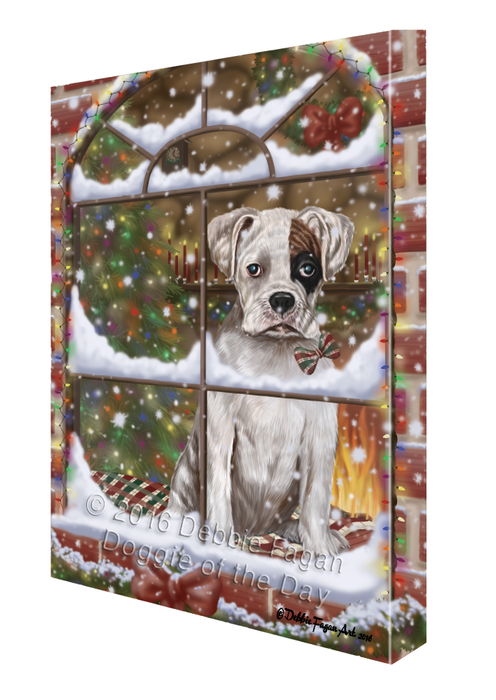 Please Come Home For Christmas Boxer Dog Sitting In Window Canvas Wall Art CVS53823