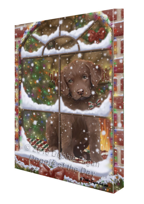 Please Come Home For Christmas Chesapeake Bay Retriever Dog Sitting In Window Canvas Wall Art CVS53913