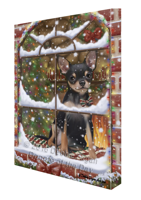 Please Come Home For Christmas Chihuahua Dog Sitting In Window Canvas Wall Art CVS53931