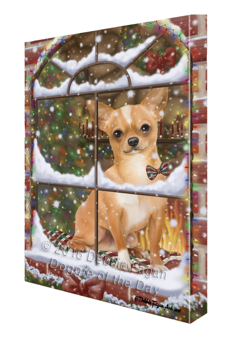 Please Come Home For Christmas Chihuahua Dog Sitting In Window Canvas Wall Art CVS53940