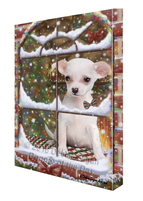 Please Come Home For Christmas Chihuahua Dog Sitting In Window Canvas Wall Art CVS53949