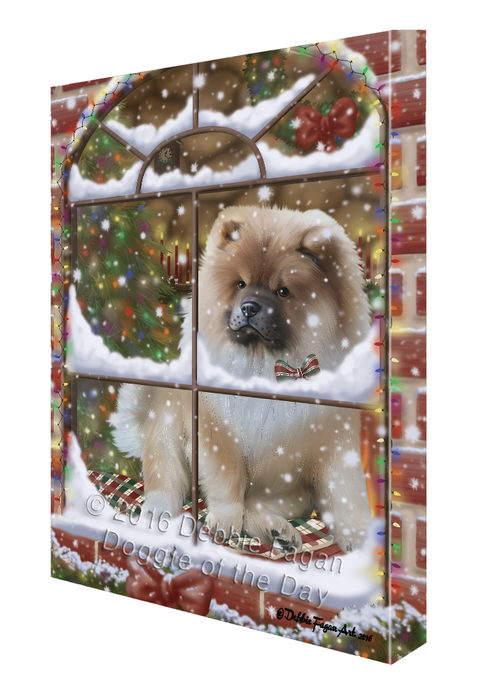 Please Come Home For Christmas Chow Chow Dog Sitting In Window Canvas Wall Art CVS53958