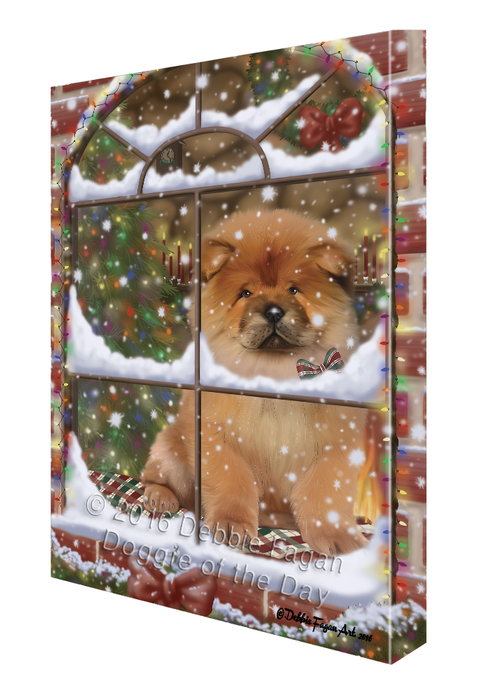 Please Come Home For Christmas Chow Chow Dog Sitting In Window Canvas Wall Art CVS53967