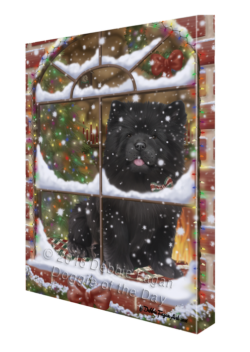 Please Come Home For Christmas Chow Chow Dog Sitting In Window Canvas Wall Art CVS53976