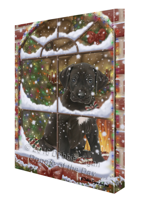 Please Come Home For Christmas Great Dane Dog Sitting In Window Canvas Wall Art CVS54039