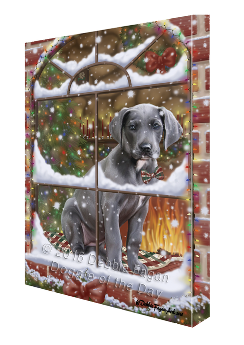 Please Come Home For Christmas Great Dane Dog Sitting In Window Canvas Wall Art CVS54048
