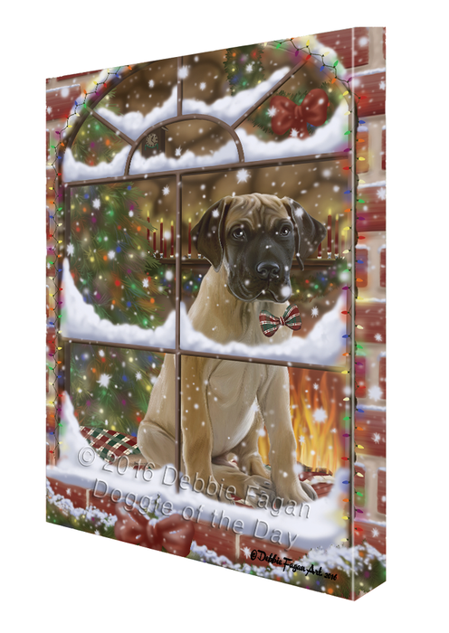 Please Come Home For Christmas Great Dane Dog Sitting In Window Canvas Wall Art CVS54057