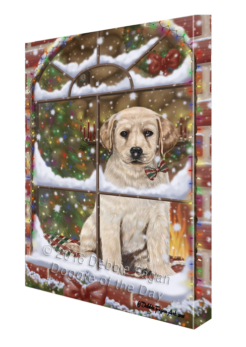 Please Come Home For Christmas Labradors Dog Sitting In Window Canvas Wall Art CVS54093