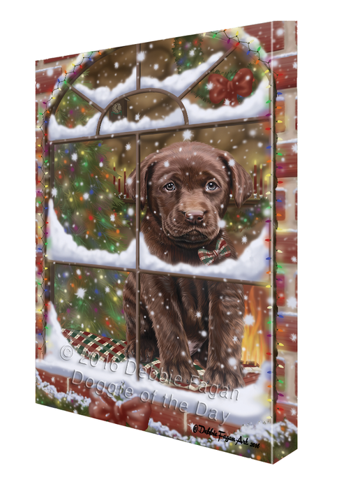 Please Come Home For Christmas Labradors Dog Sitting In Window Canvas Wall Art CVS54102