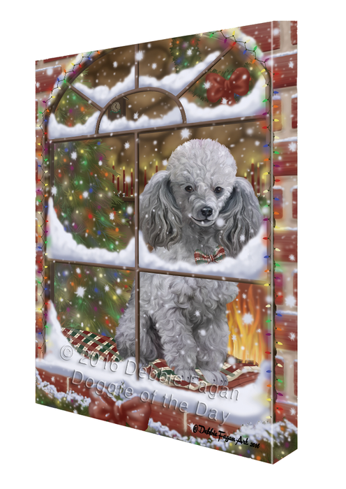 Please Come Home For Christmas Poodle Dog Sitting In Window Canvas Wall Art CVS54174
