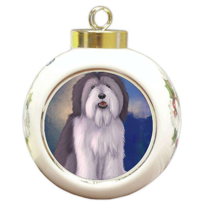 Polish Lowland Sheepdog Dog Round Ball Christmas Ornament
