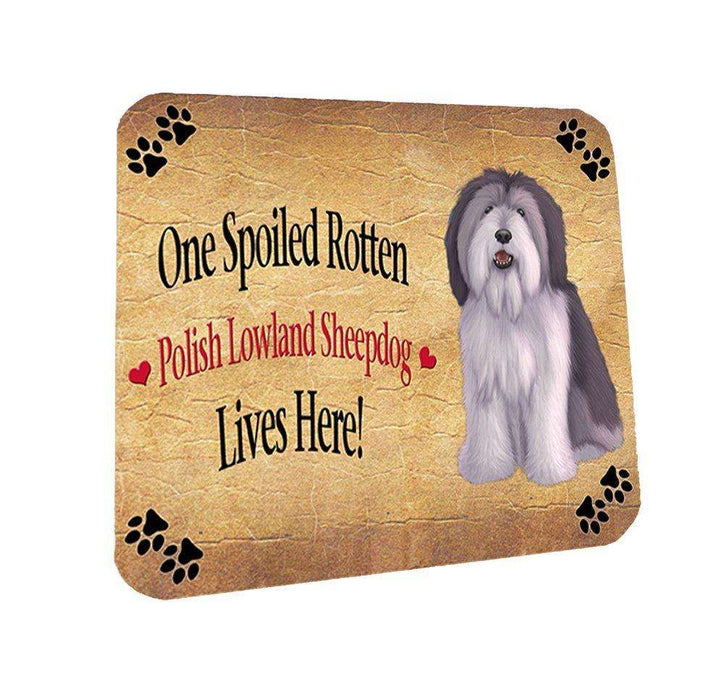 Polish Lowland Sheepdog Spoiled Rotten Dog Coasters Set of 4