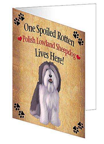 Polish Lowland Sheepdog Spoiled Rotten Dog Handmade Artwork Assorted Pets Greeting Cards and Note Cards with Envelopes for All Occasions and Holiday Seasons