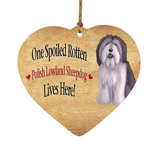 Polish Lowland Sheepdog Spoiled Rotten Dog Heart Christmas Ornament