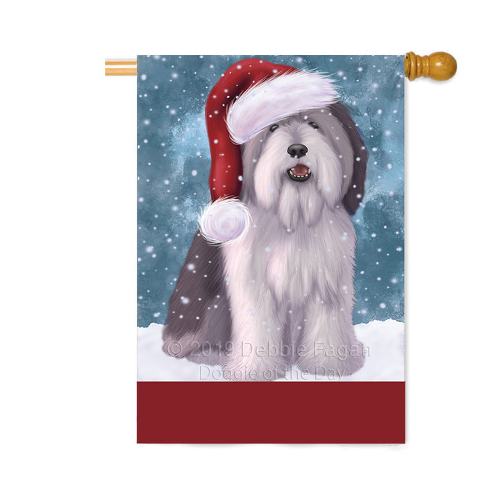 Personalized Let It Snow Happy Holidays Polish Lowland Sheepdog Custom House Flag FLG-DOTD-A62452