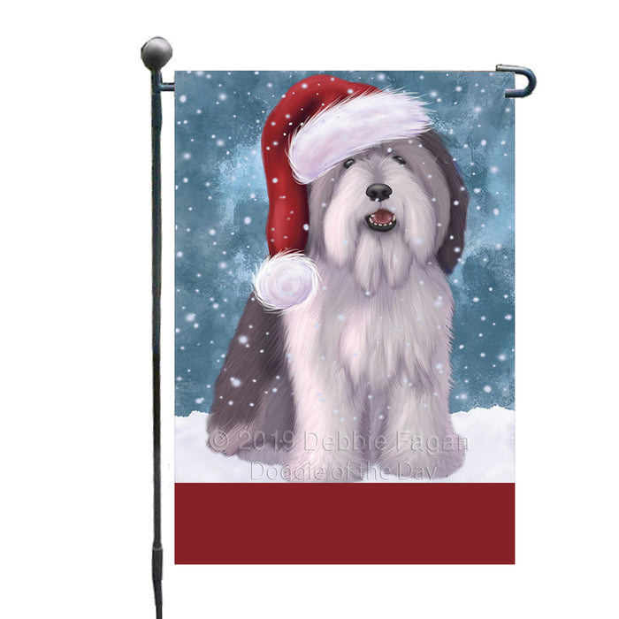 Personalized Let It Snow Happy Holidays Polish Lowland Sheepdog Custom Garden Flags GFLG-DOTD-A62396