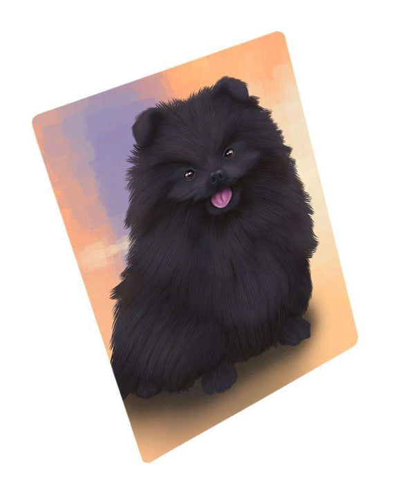Pomeranian Black Dog Art Portrait Print Woven Throw Sherpa Plush Fleece Blanket