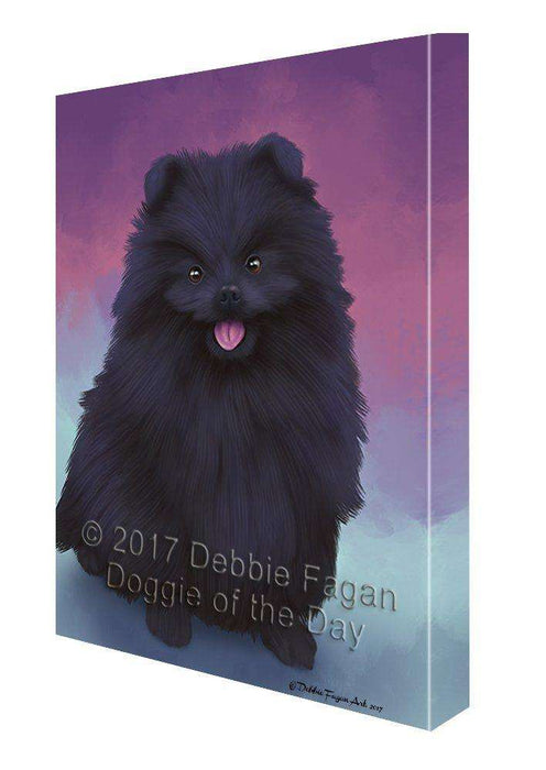 Pomeranian Black Dog Canvas Wall Art D049