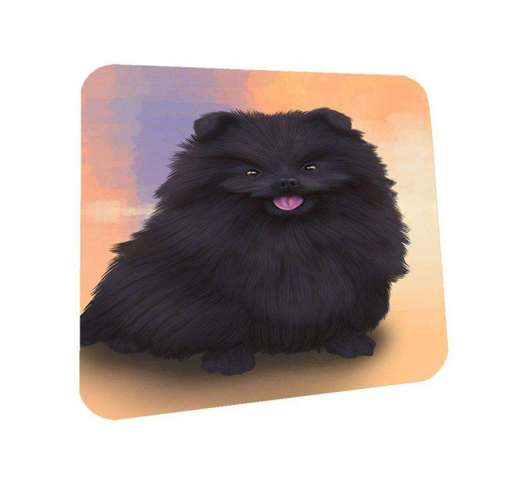 Pomeranian Black Dog Coasters Set of 4