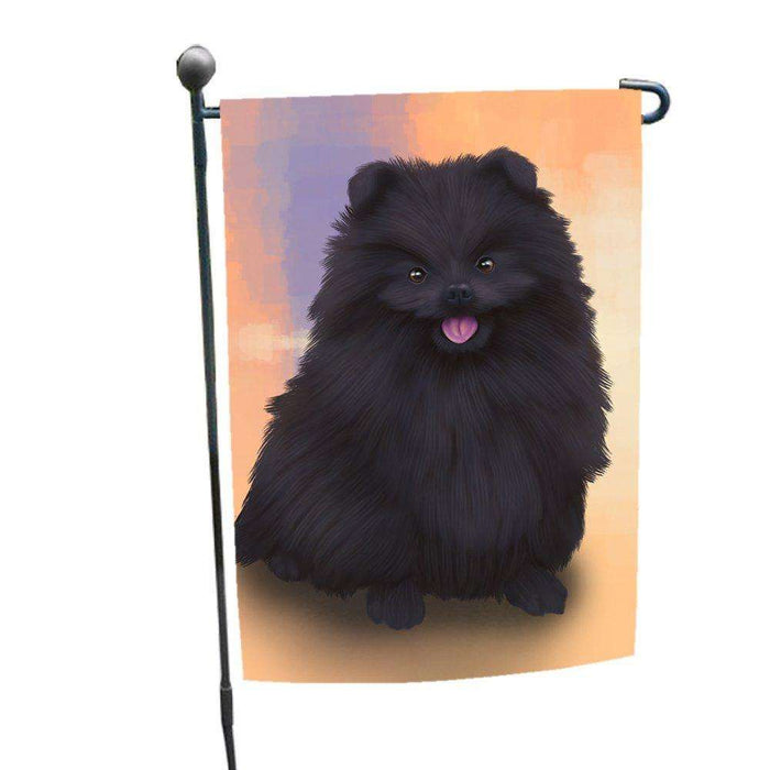 Pomeranian Black Dog Garden Flag