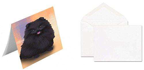 Pomeranian Black Dog Handmade Artwork Assorted Pets Greeting Cards and Note Cards with Envelopes for All Occasions and Holiday Seasons