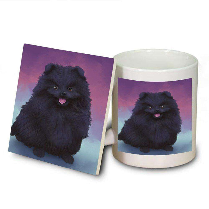 Pomeranian Black Dog Mug and Coaster Set MUC48040