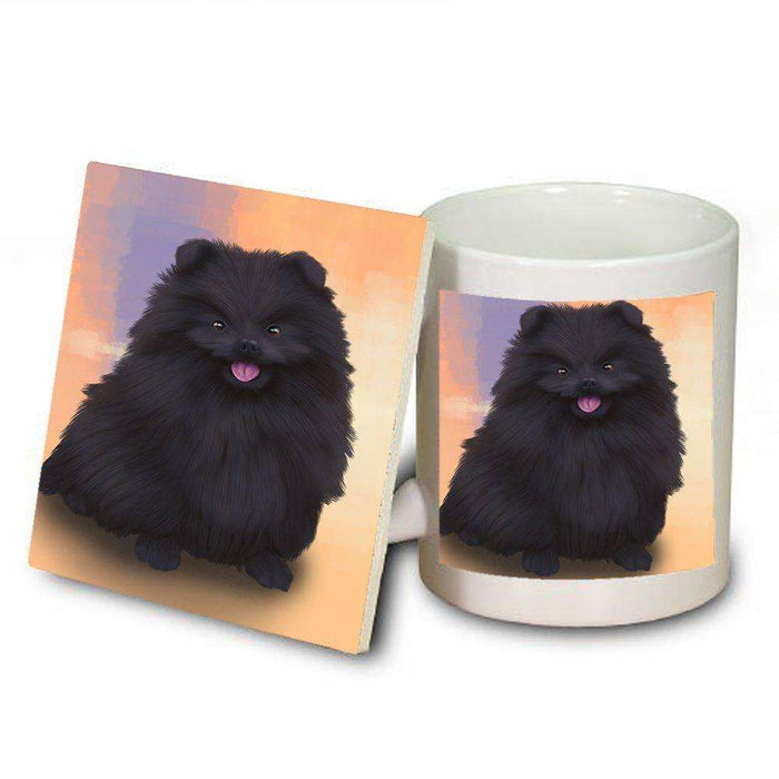 Pomeranian Black Dog Mug and Coaster Set