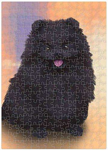 Pomeranian Black Dog Puzzle with Photo Tin