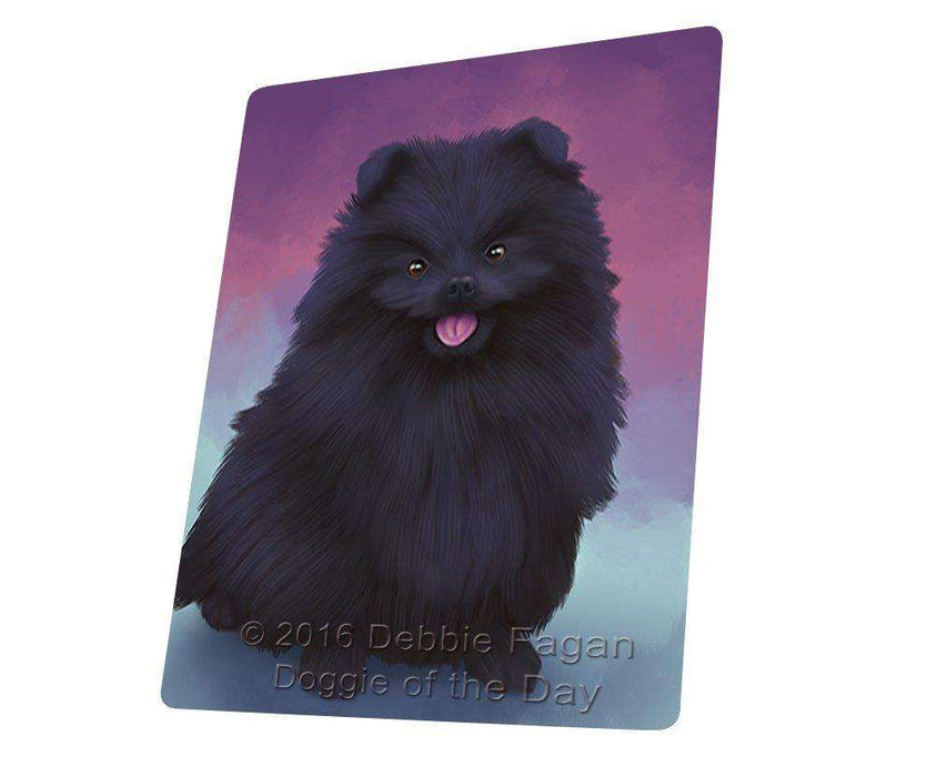 Pomeranian Black Dog Tempered Cutting Board C48123