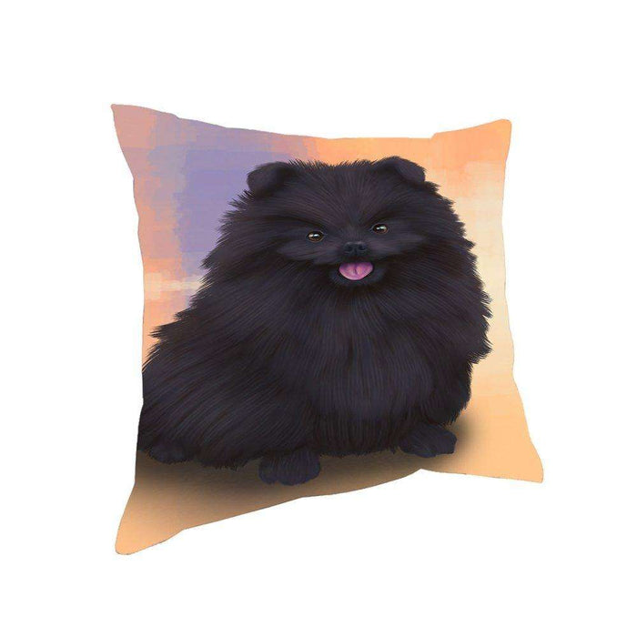 Pomeranian Black Dog Throw Pillow