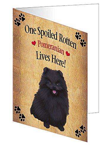 Pomeranian Black Spoiled Rotten Dog Handmade Artwork Assorted Pets Greeting Cards and Note Cards with Envelopes for All Occasions and Holiday Seasons