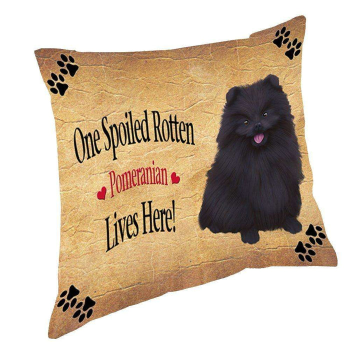 Pomeranian Black Spoiled Rotten Dog Throw Pillow