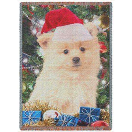 Pomeranian Christmas Woven Throw Blanket 54 x 38