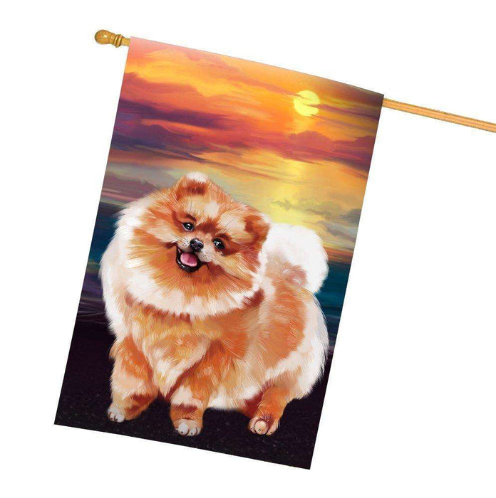 Pomeranian Dog All Weather House Flag