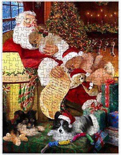Pomeranian Dog and Puppies Sleeping with Santa Puzzle with Photo Tin